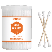 海纳斯(HANASS)棉签/棉球竹棒双头棉签(螺旋+圆头)100支瓶装掏耳化妆卸妆改妆儿童清洁擦拭一次性棉棒竹签
