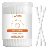 海纳斯(HANASS)棉签/棉球纸棒双头棉签(螺旋+圆头)100支瓶装原浆纸棒一次性棉棒清洁卫生婴儿成人化妆卸妆挖耳