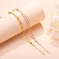 [2020新款]老庙黄金 18K金手链Au750玫瑰金双层链简约圆珠手链