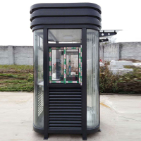 钢结构四角圆弧岗亭2.0X2.0岗亭外墙及百叶为镀锌喷漆,普通5mm浮法玻璃,四角圆弧为8mm热弯玻璃!地面为防滑铝板!