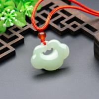 [2020新款]老庙黄金 和田玉吊坠精致幸福人生如意锁挂坠