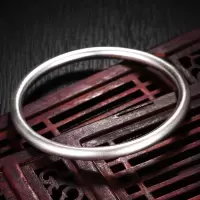 [2020新款]老庙黄金 足银手镯古法福运光面手镯