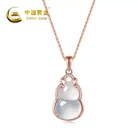 中国黄金 S925银镶玉髓葫芦吊坠