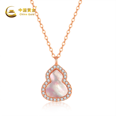 中国黄金 S925银镶白贝锆石葫芦项链