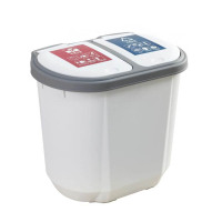 家用客厅厨房分类垃圾桶双筒双盖 剪刀式按压式防臭干湿两用桶