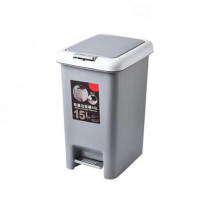 带盖手按脚踏式垃圾桶 家用厨房客厅卫生间缓降静音脚踩垃圾筒15L