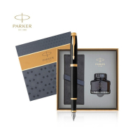 派克(PARKER)2015IM纯黑丽雅金夹墨水笔+派克墨水礼盒