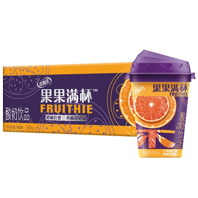 伊利 优酸乳果果满杯酸奶饮品 西柚甜橙味 260g*15盒/箱