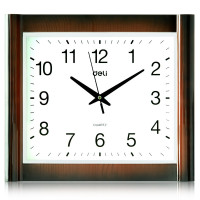 得力(deli)9008简约现代方形时钟 挂钟客厅钟表办公静音