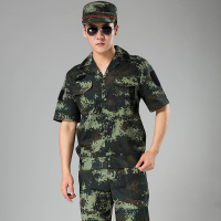 企购优品夏季短袖丛林迷彩服套装男新式迷彩服作训服半袖透气耐磨迷彩工作服夏装 短袖套装(上衣+裤子)