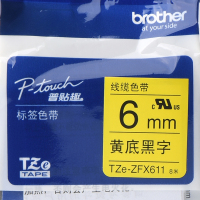 [兄弟 brother] TZe-ZFX611 标签色带 6mm黄底黑字 线缆标签(计价单位:卷)