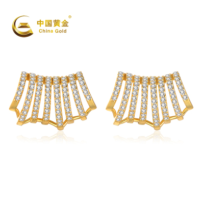 中国黄金 S925银镶锆石八爪耳钉