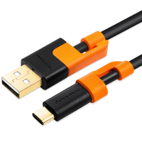 包尔星克 USB3.1Type-C数据线手机充电线 荣耀8/P9/乐视1黑橘色2米 CCGAA020