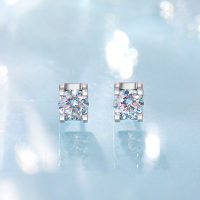 喜钻 S925银镶锆牛头耳钉E12008