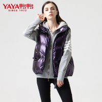 鸭鸭(yaya)羽绒服女士短款亮面宽松时尚潮流羽绒女士马甲外穿