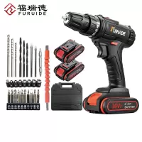 福瑞德手 电钻36Vf锂电钻电动螺丝刀家用 电动五金工具箱套装 [打红砖墙]36Vf充电式手电钻