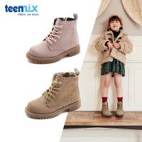天美意(Teenmix)童鞋儿童英伦马丁靴秋冬中小童时尚中筒保暖牛皮靴女童靴子DX0517