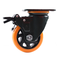 聚朗中型橙色通花轮4寸刹车轮