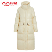 鸭鸭(yaya) 羽绒服女时尚纯色立领中长款潮流休闲保暖外套