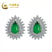 中国黄金S925银玉髓耳钉