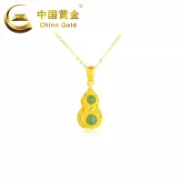 中国黄金S925银镶和田碧玉葫芦吊坠