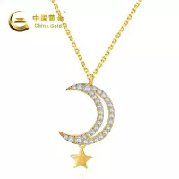 中国黄金星月项链