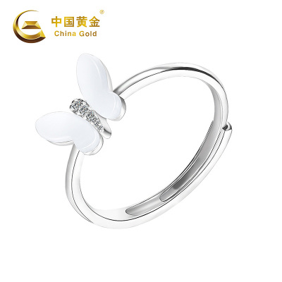中国黄金 S925银时尚贝母蝴蝶戒指