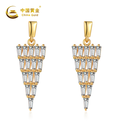 中国黄金 S925银三角形耳吊
