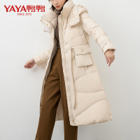 鸭鸭(yaya)新款羽绒服女士中长款时尚连帽收腰显瘦外套