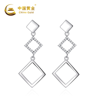 中国黄金 S925银菱形耳吊