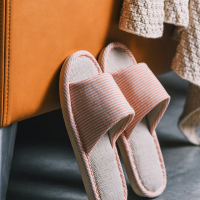 女士纯棉防滑拖鞋 带条纹