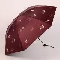天堂 黑胶三折叠简约两用晴雨伞33659E 单个装