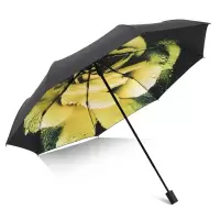 天堂 黑胶太阳伞雨露玫瑰三折晴雨伞33537E 单个装
