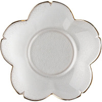 企购优品 日式玻璃小碟子家用透明水果盘子 樱花碟 玻璃透明描金 直径17cm