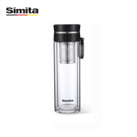 Simita双层玻璃水杯男高档商务礼品杯便携过滤泡茶杯子定制印LOGO