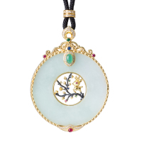 平安牌银镶翡翠