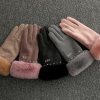 泽超 K1N0203手套女士秋冬季加绒加厚卡其色均码