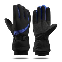 泽超 0602滑雪手套男女冬季保暖防水防风加绒黑蓝 均码