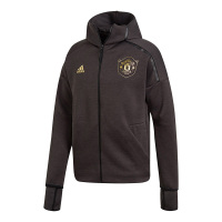 阿迪达斯 MUFC男装足球曼联长袖连帽拉链夹克运动外套DX9079