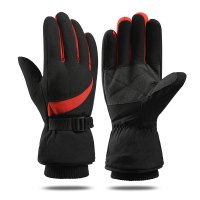 泽超 0602滑雪手套男女冬季保暖防水防风加绒黑红 均码