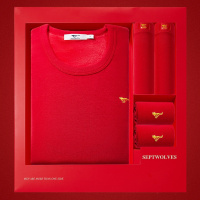 七匹狼 | 礼盒装秋衣秋裤男式鸿运红色男士保暖套装加厚加绒本命年男