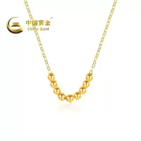 中国黄金18K金黄小金珠项链