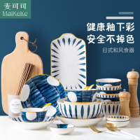 麦可可 日式家用景德镇陶瓷餐具个性创意碗碟11.5英寸双耳盘牛排西餐盘饭碗DIY组合