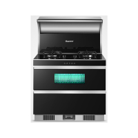 荣飞（Rongfei）弧形双电机一体集成灶一体灶家用二星消毒柜侧吸下排环保灶自动清洗家用消毒柜豪配套装（天然气）