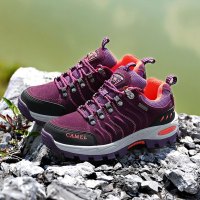 骆驼户外登山鞋男秋冬季防滑厚底越野鞋 低帮牛皮耐磨女士徒步鞋