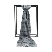 EMPORIO ARMANI 阿玛尼 男士Logo字母印花时尚围巾 625053 CC786 灰色