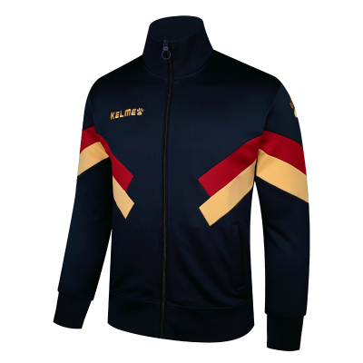 KELME/卡尔美立领运动外套男秋冬季撞色拼接拉链上衣针织训练夹克