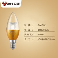 BULL公牛 3000KE14 5W金色蜡烛灯泡 吊顶灯小灯泡氛围灯 80个/箱 单箱价格