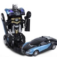 电动变形机器人玩具带灯光音乐万向汽车模型/蓝色