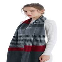 芳恩尚品围巾手套套装 A-ZH2007女:千鸟红围巾+黑色手套/男:棋格蓝围巾+黑色手套